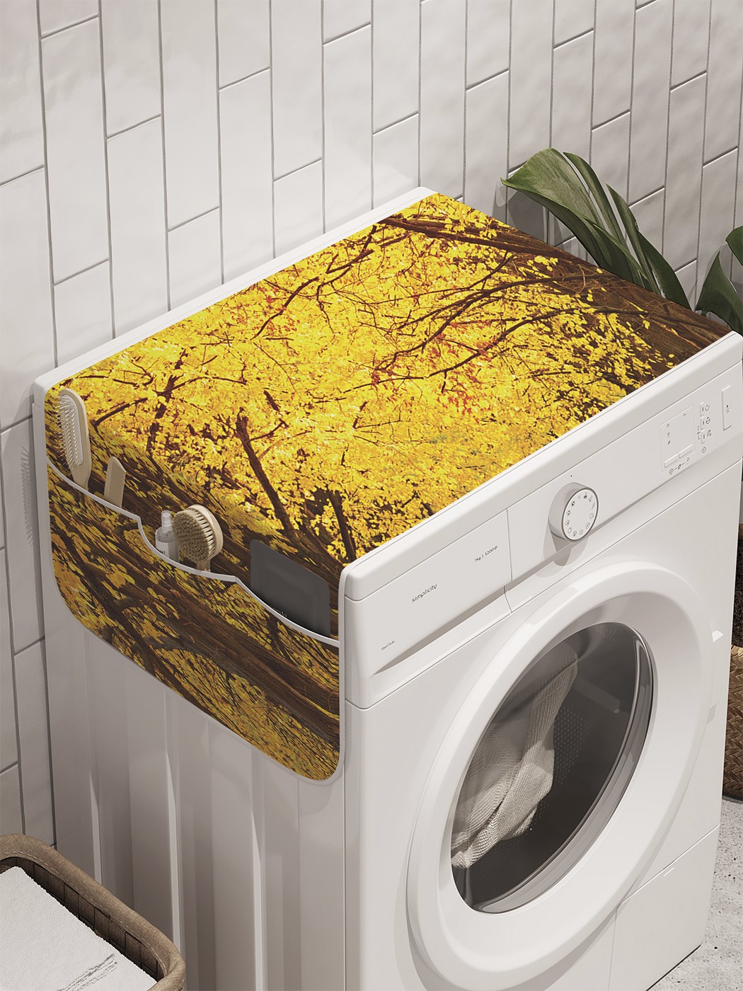 фото Органайзер "осенняя аллея" на стиральную машину, 45x120 см ambesonne