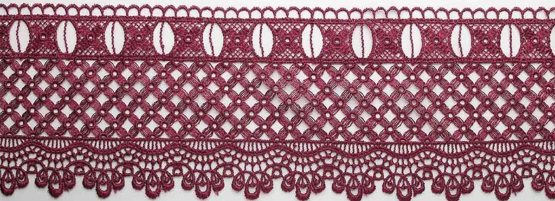 

Кружево гипюр, 10 см x 13,72 м, цвет: бордовый, арт. 3AR218