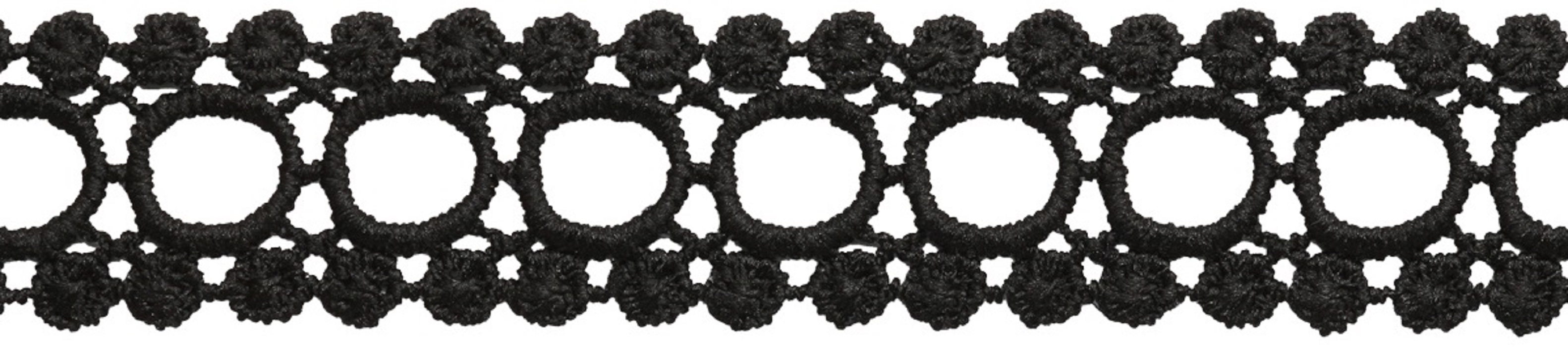 

Кружево матовое гипюр, 2,5 см x 13,72 м, цвет: черный, арт. 3AR100