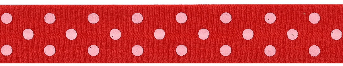 фото Резинка окантовочная "в горошек", цвет: красный, 20 мм x 22,86 м, арт. 3ar231 айрис-пресс