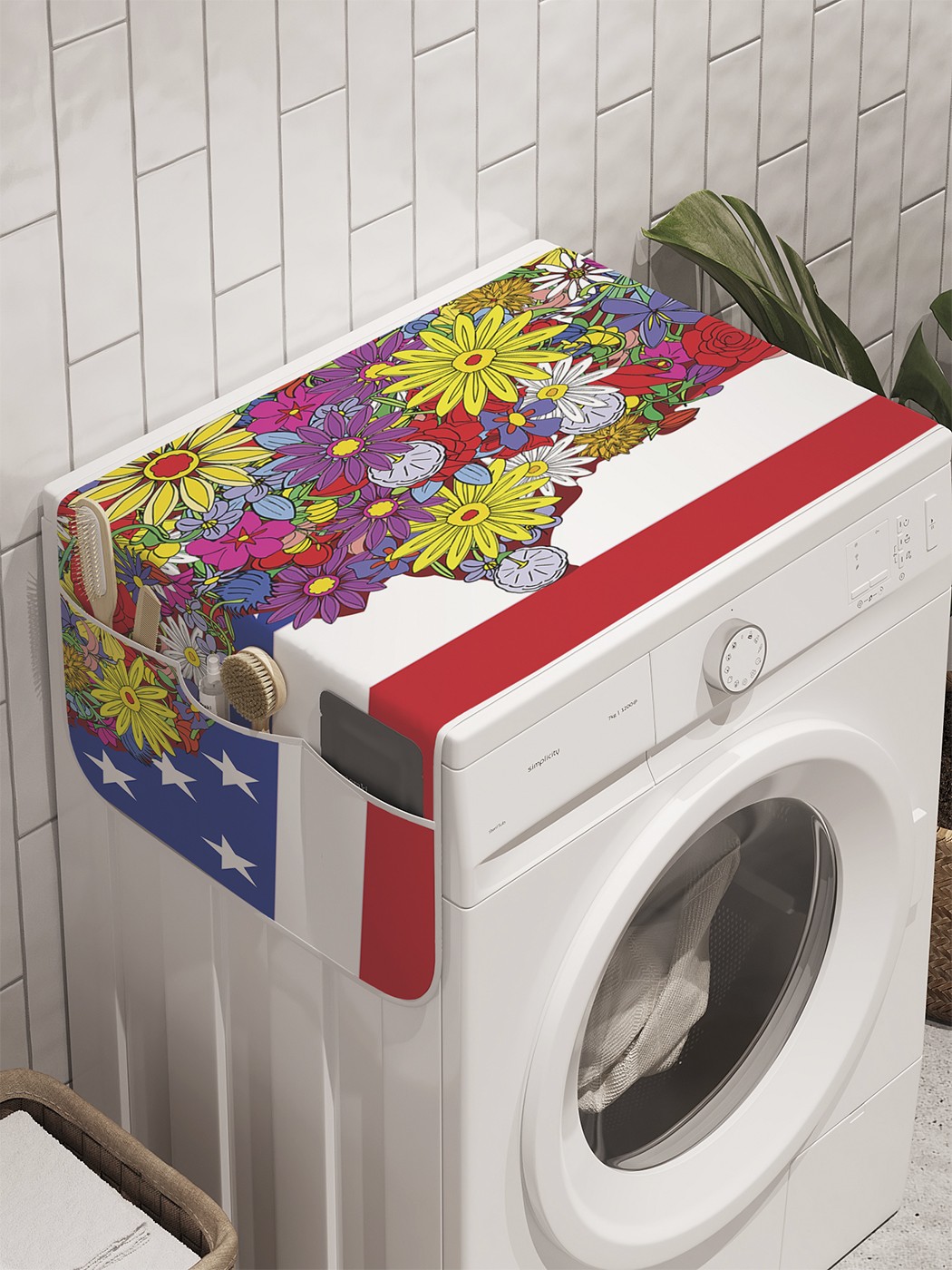 фото Органайзер "цветочная америка" на стиральную машину, 45x120 см ambesonne