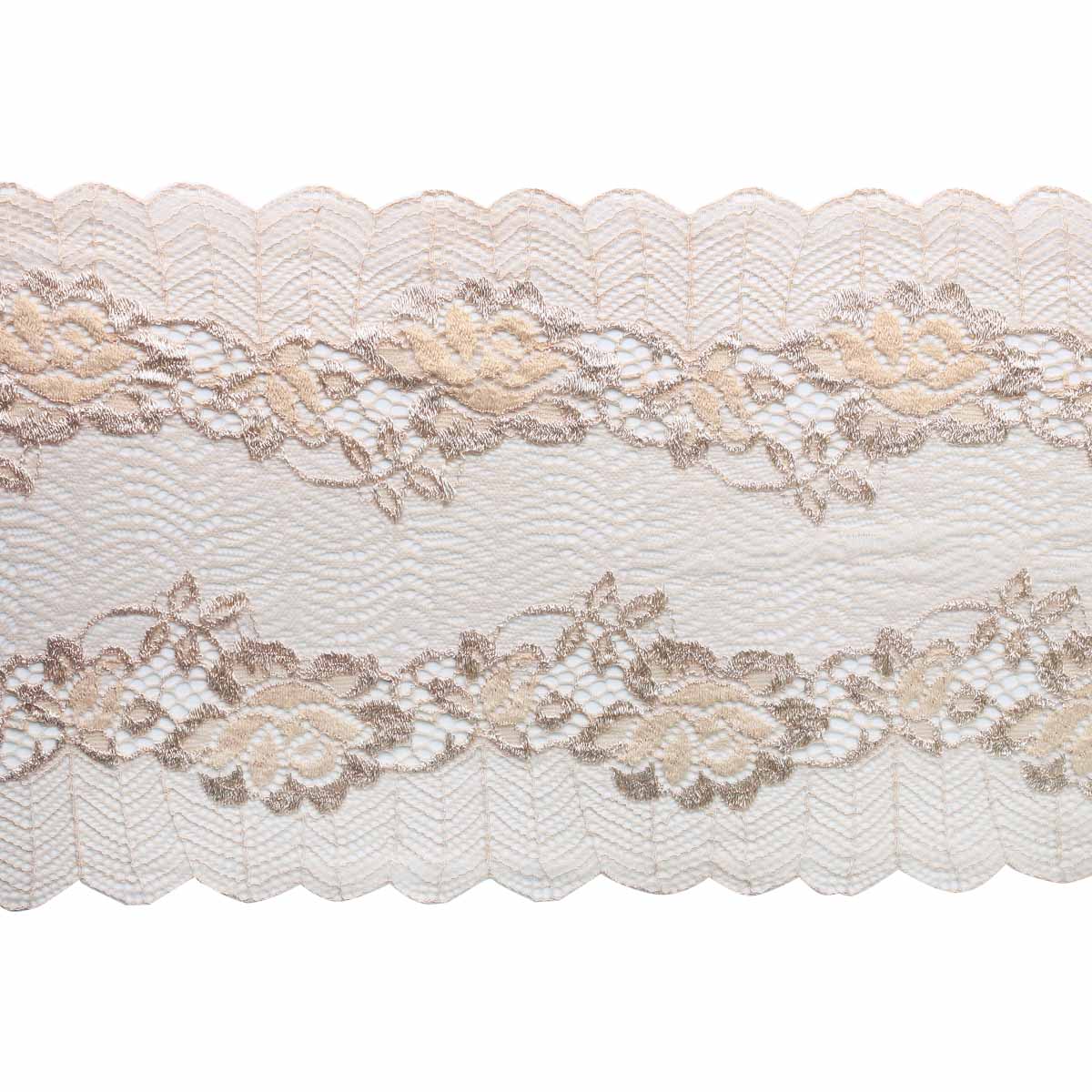 

Кружево эластичное, цвет: 005 карамель, 18 см x 13,72 м, арт. 3AR240