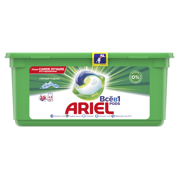 фото Капсулы для стирки ariel liquid capsules горный родник 30 штук