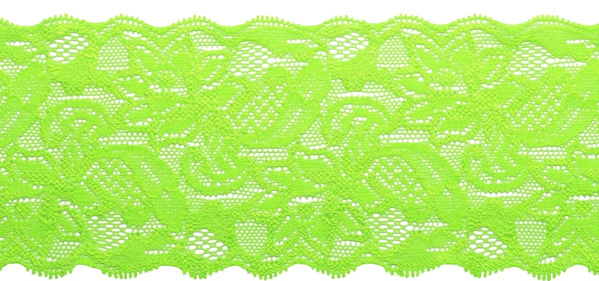 

Кружево эластичное, цвет: зеленый неон, 8 см x 9,14 м, арт. 3AR368
