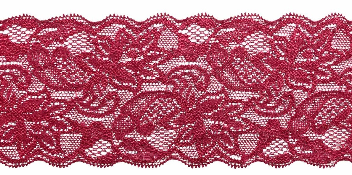 

Кружево эластичное, цвет: бордовый, 8 см x 9,14 м, арт. 3AR368