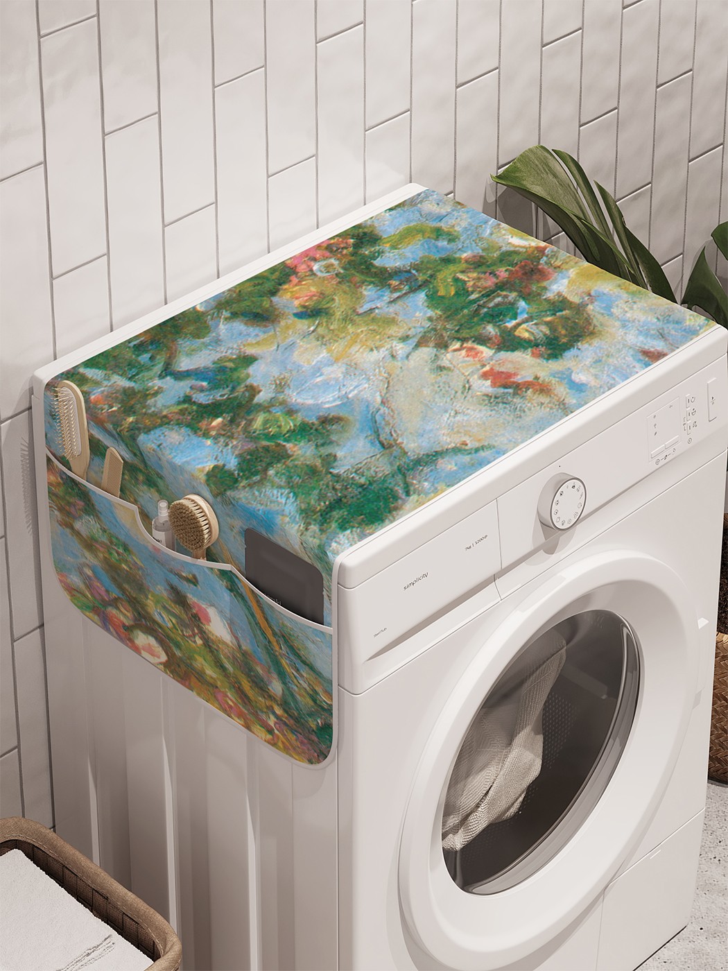 фото Органайзер "садовый цвет" на стиральную машину, 45x120 см ambesonne
