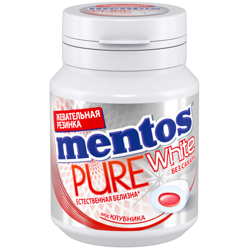 фото Жевательная резинка mentos pure white со вкусом клубники, 54 г