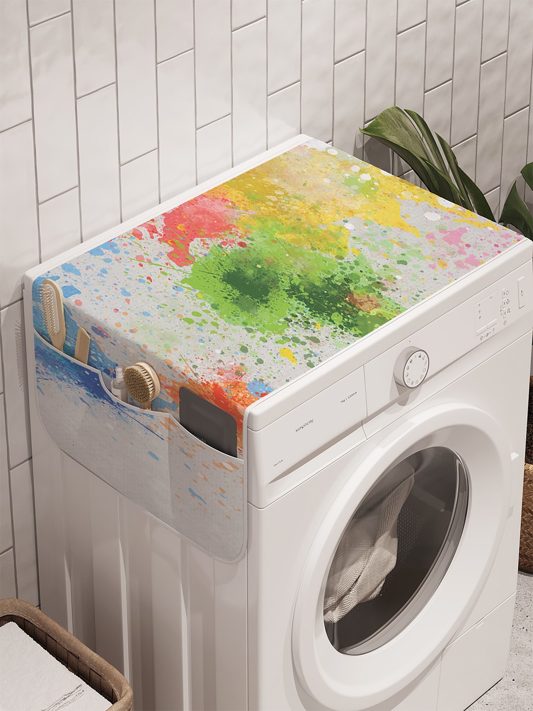 фото Органайзер "всемирные краски" на стиральную машину, 45x120 см ambesonne