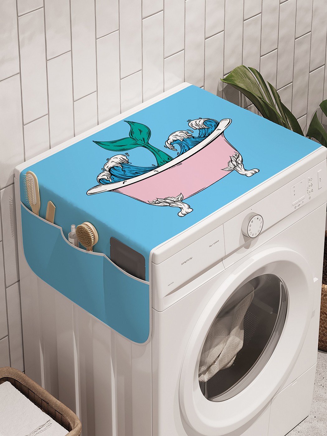 фото Органайзер "купание рыбки" на стиральную машину, 45x120 см ambesonne