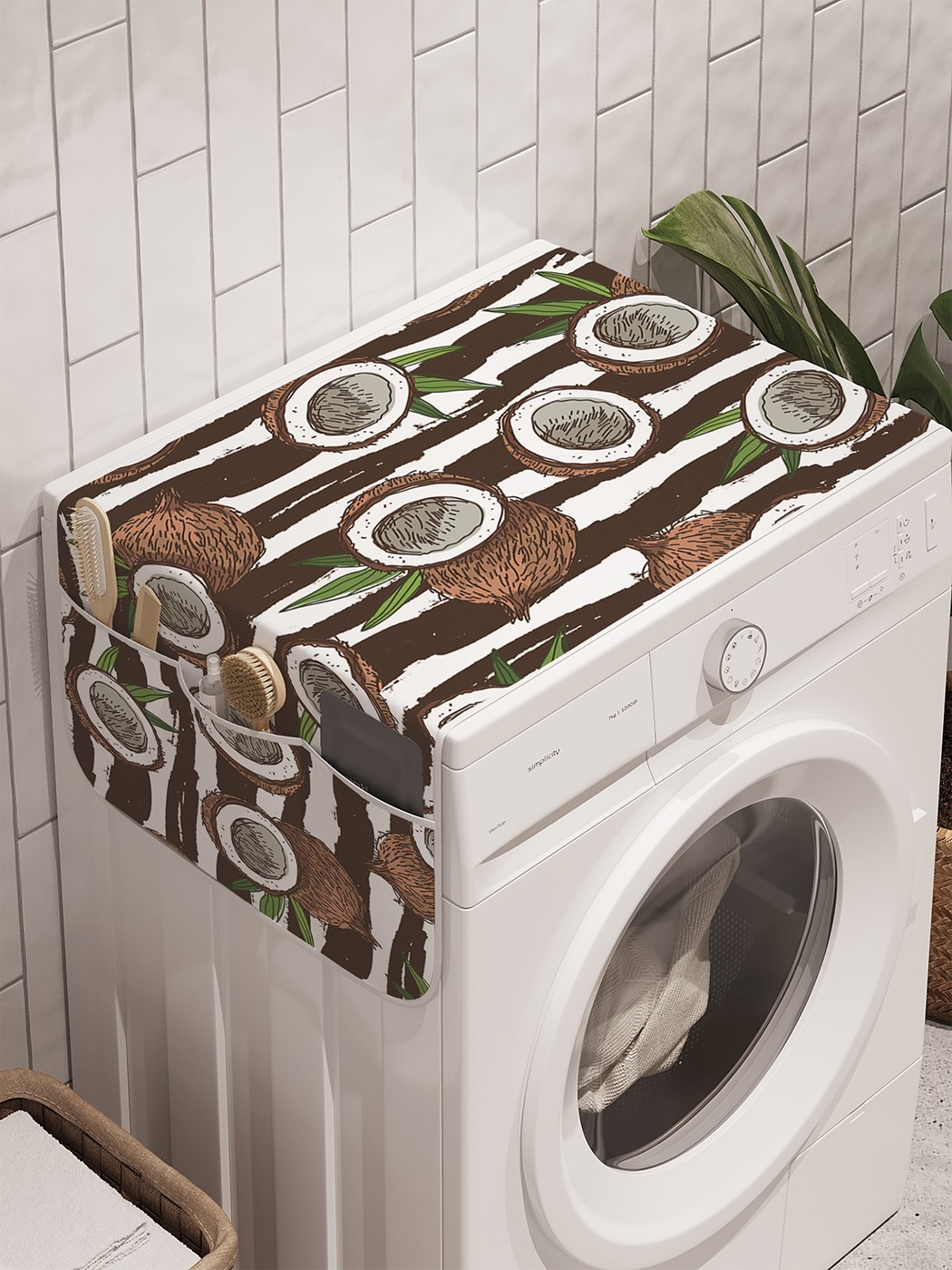 фото Органайзер "кокосовые грядки" на стиральную машину, 45x120 см ambesonne