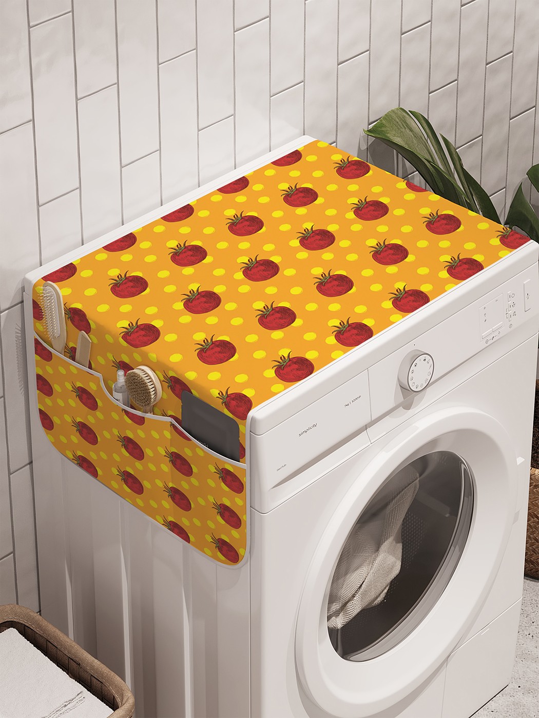 фото Органайзер "красные фрукты" на стиральную машину, 45x120 см ambesonne