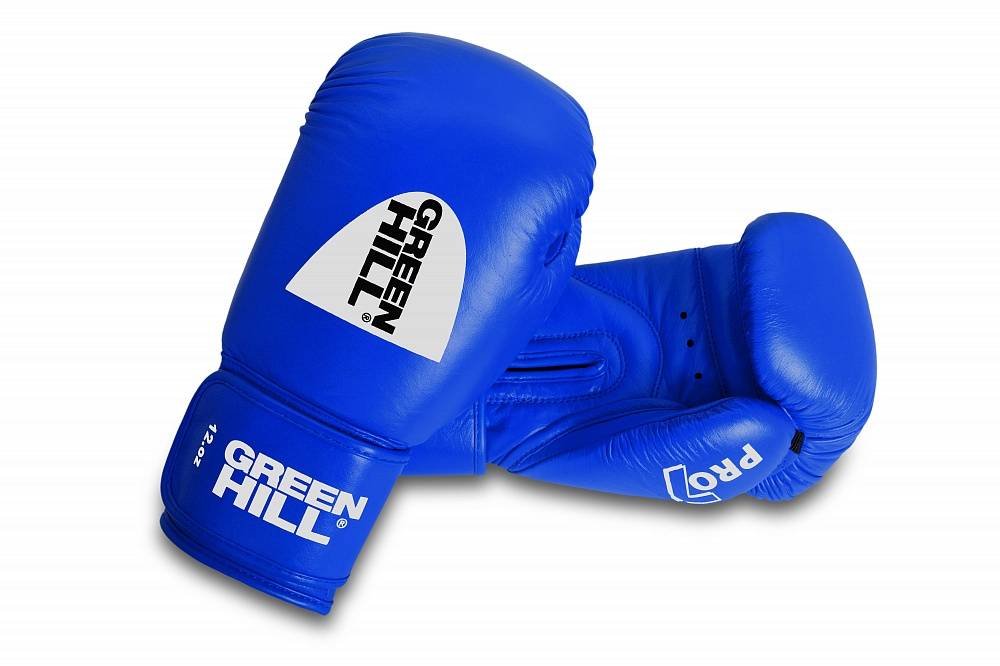 фото Боксерские перчатки green hill pro-7 синие, 10 унций