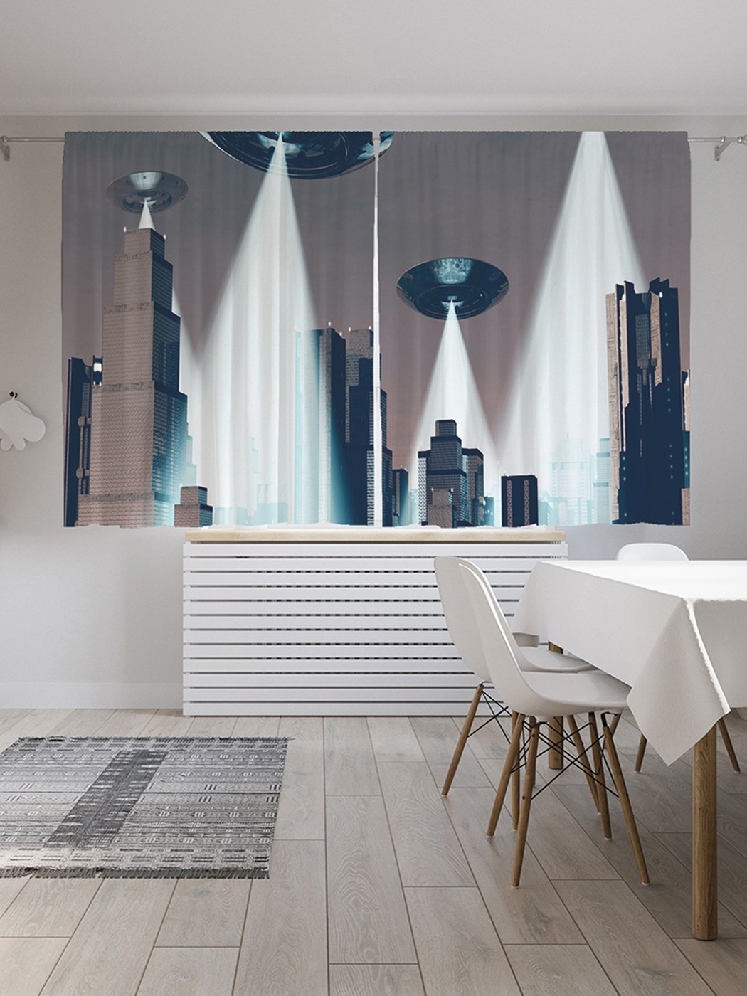 

Шторы под лён «Пришельцы повсюду», серия Oxford DeLux, 290х180 см