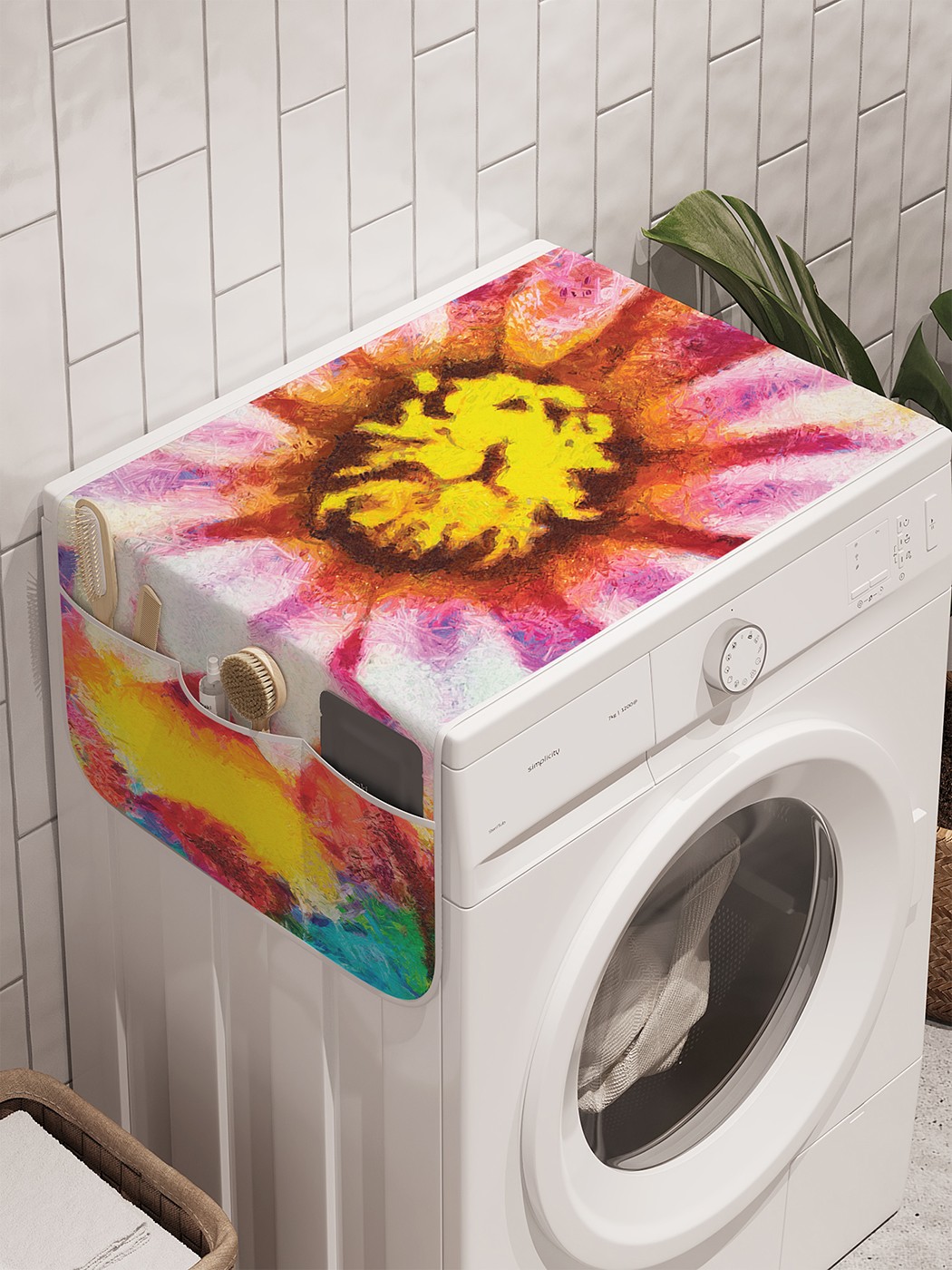 фото Органайзер "цветок вспыхнул" на стиральную машину, 45x120 см ambesonne
