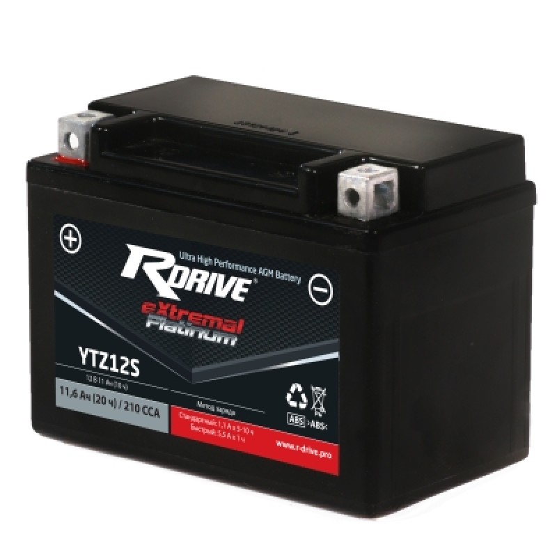 

Аккумулятор RDRIVE-YTZ12S 12В 11Ач 210CCA 150x87x110 мм Прямая (+-)