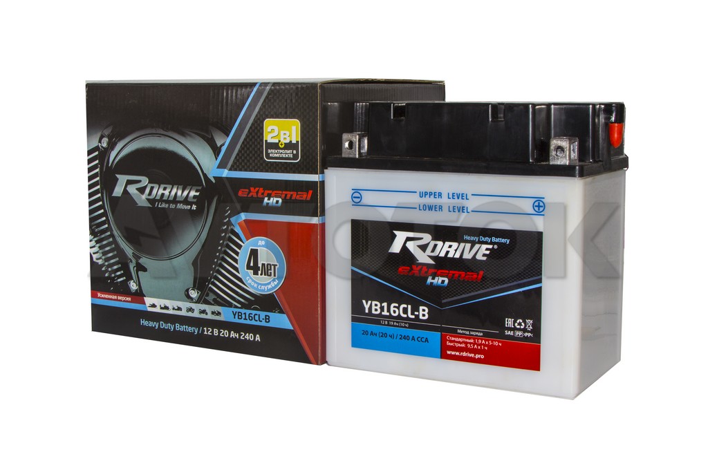 

Аккумулятор RDRIVE-YB16CL-B 12В 19Ач 240CCA 175x100x175 мм Обратная (-+)