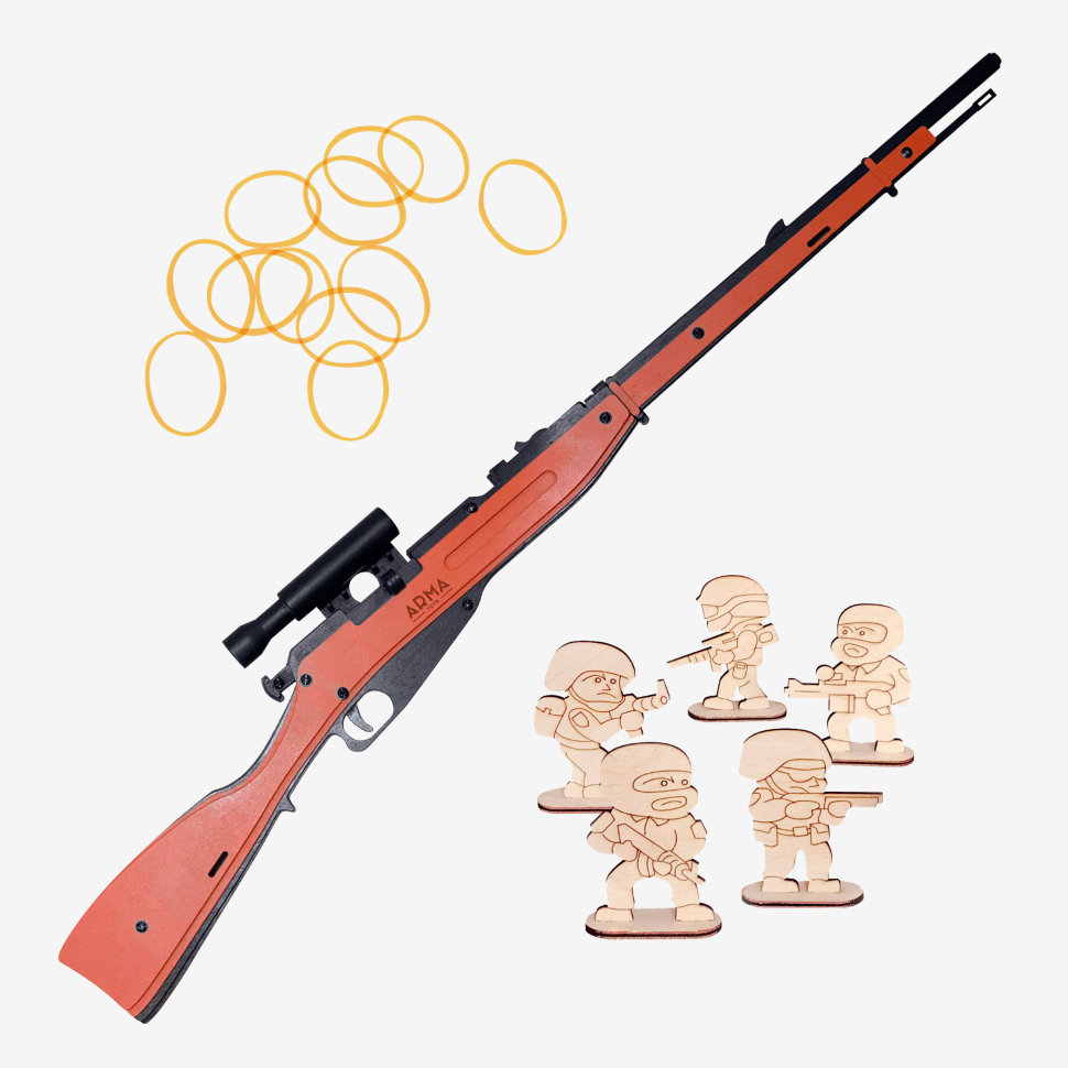 Игрушечная деревянная винтовка Мосина с оптическим прицелом, стреляет резинками, со штыком штык винтовки мосина mosin bayonets