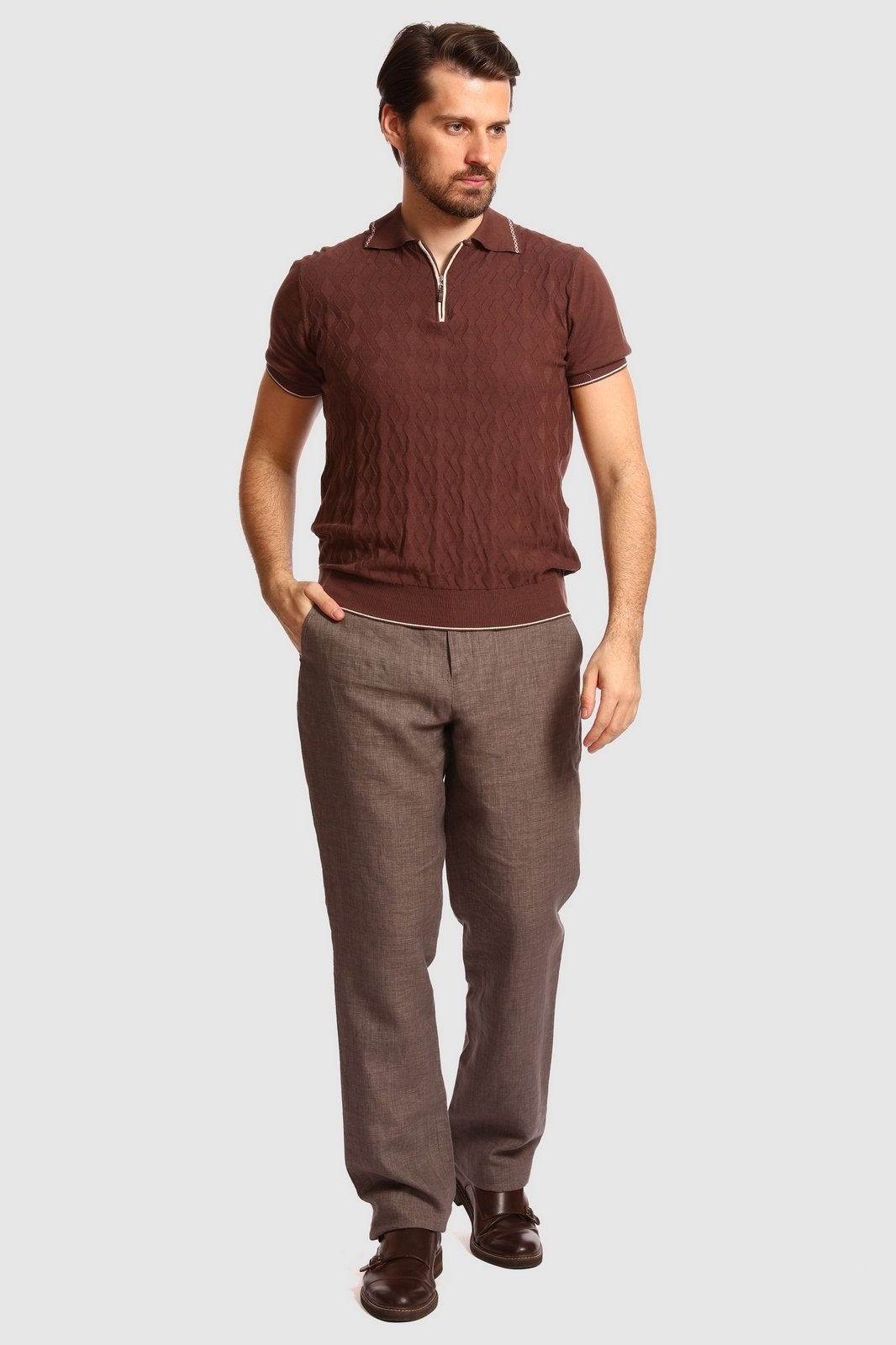 фото Футболка-поло мужская 20s-pzw18ss-t/40 kanzler коричневая 2xl