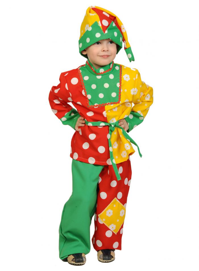 фото Карнавальный костюм карнавалофф петрушка, цв. разноцветный р.134