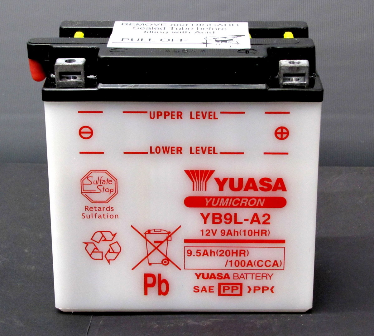 

Аккумулятор Yuasa YB9L-A2 12В 9Ач 100CCA 135x75x139 мм Обратная (-+)