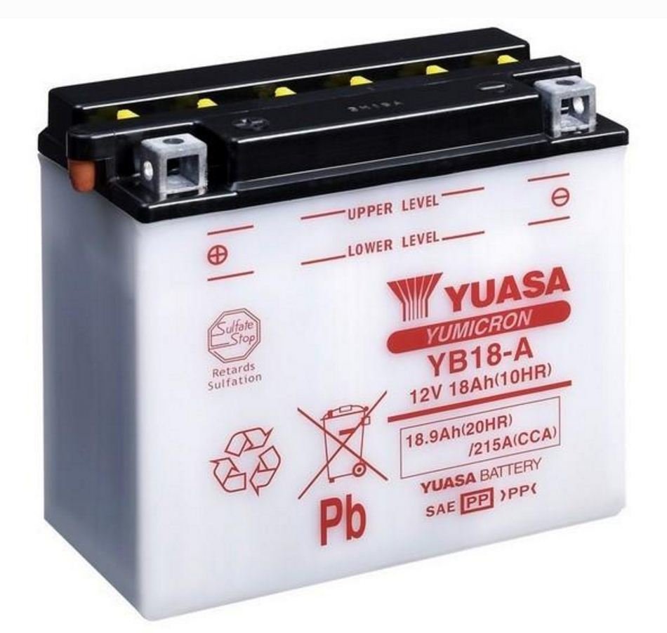 

Аккумулятор Yuasa YB18-A 12В 18Ач 215CCA 180x90x162 мм Прямая (+-)