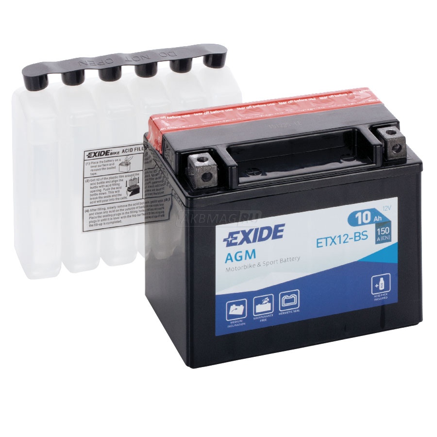 фото Аккумулятор для мототехники exide agm 12 v 10 ah 180 a etn 1 b0 150x90x130mm 3.9kg exide а