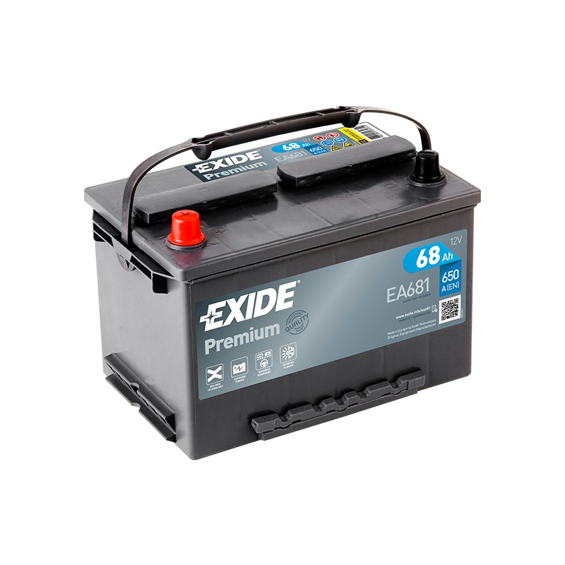 фото Аккумулятор premium 12v 68ah 650a 277х175х190 полярность etn1 клемы en крепление b13/adapt exide