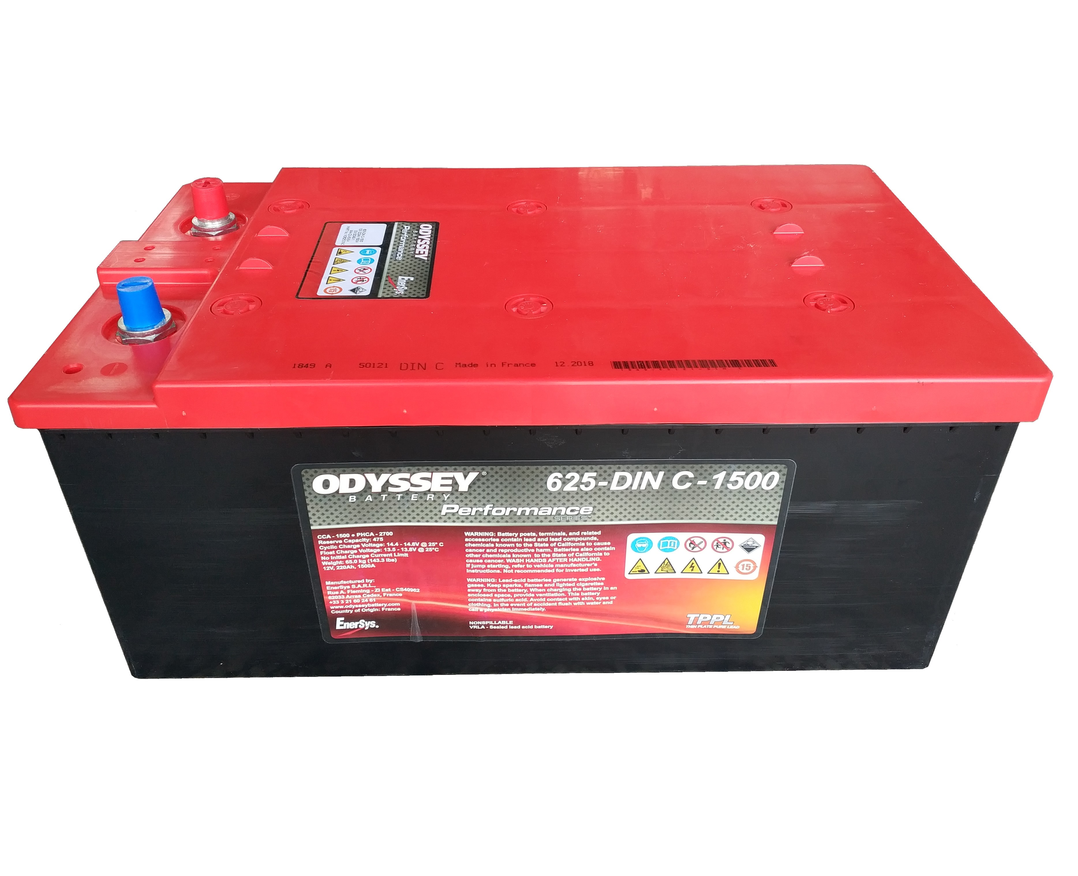 

Аккумулятор Odyssey DIN C-1500 12В 220Ач 1500CCA 518x276x242 мм Прямая (+-)
