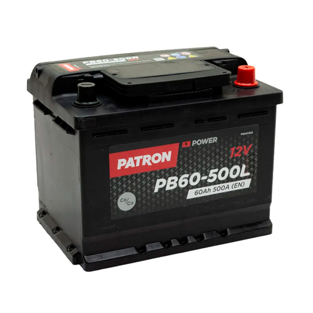 Аккумулятор PATRON POWER 12V 60AH 500A ETN 1(L+) 242x175x190mm 13,5kg