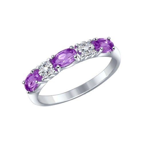 

Кольцо из серебра р. , SOKOLOV 92011282, аметист\фианит, 92011282