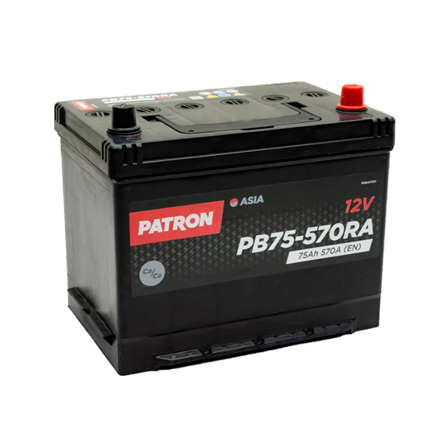 фото Аккумулятор patron asia 12v 75ah 570a (r+) b1+b6 270x173x222mm 16,6kg