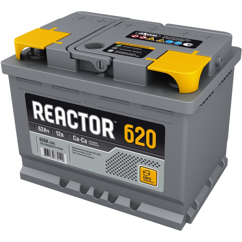 Аккумулятор REACTOR 62 А/ч обратная R+ EN 620A 242x175x190 6CT-62.0