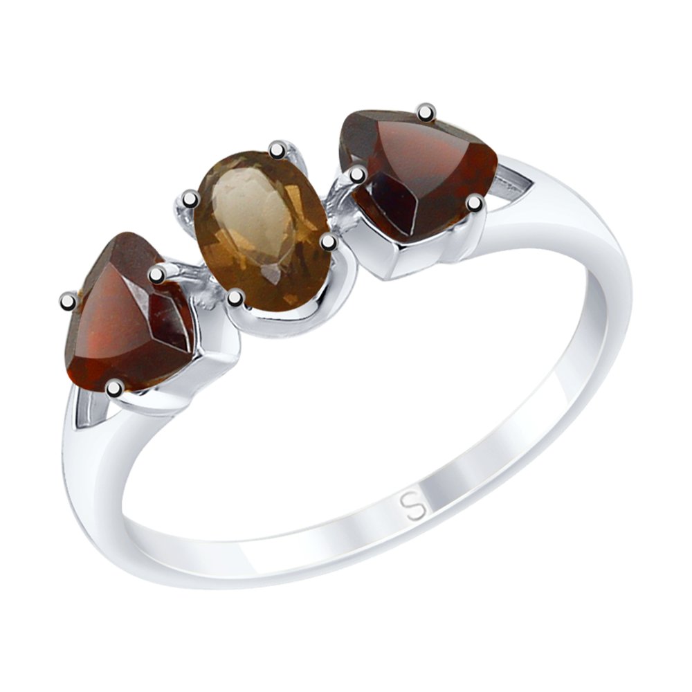 

Кольцо из серебра р. 18 SOKOLOV 92011589, раухтопаз\гранат, 92011589