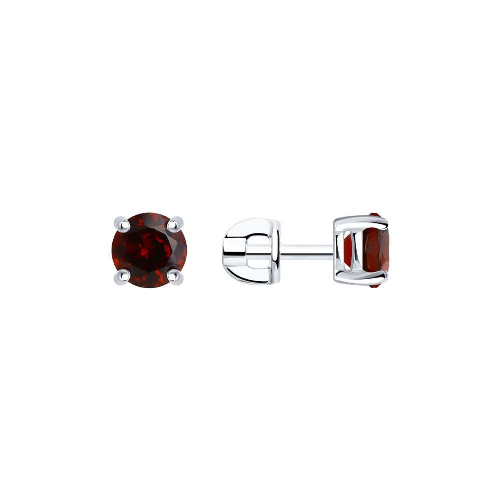 

Серьги пусеты из серебра SOKOLOV 92020040, гранат, 92020040
