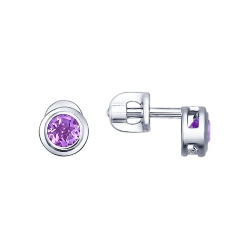 

Серьги пусеты из серебра SOKOLOV 92021085, аметист, 92021085