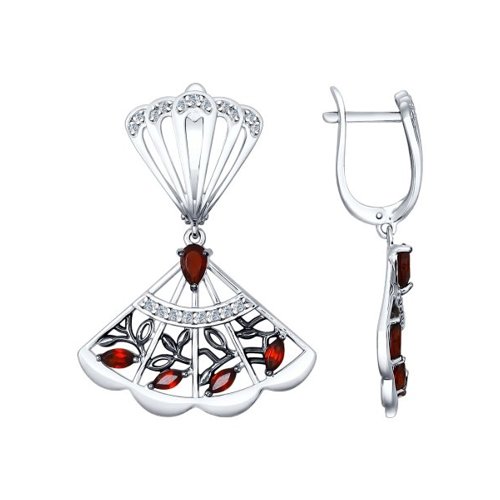 

Серьги женские из серебра SOKOLOV 92021415, гранат/фианит, 92021415