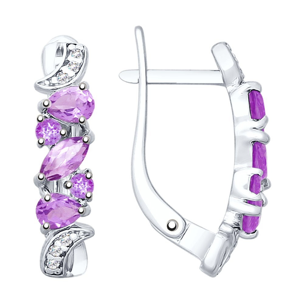 

Серьги из серебра SOKOLOV 92021781, аметист/фианит, 92021781