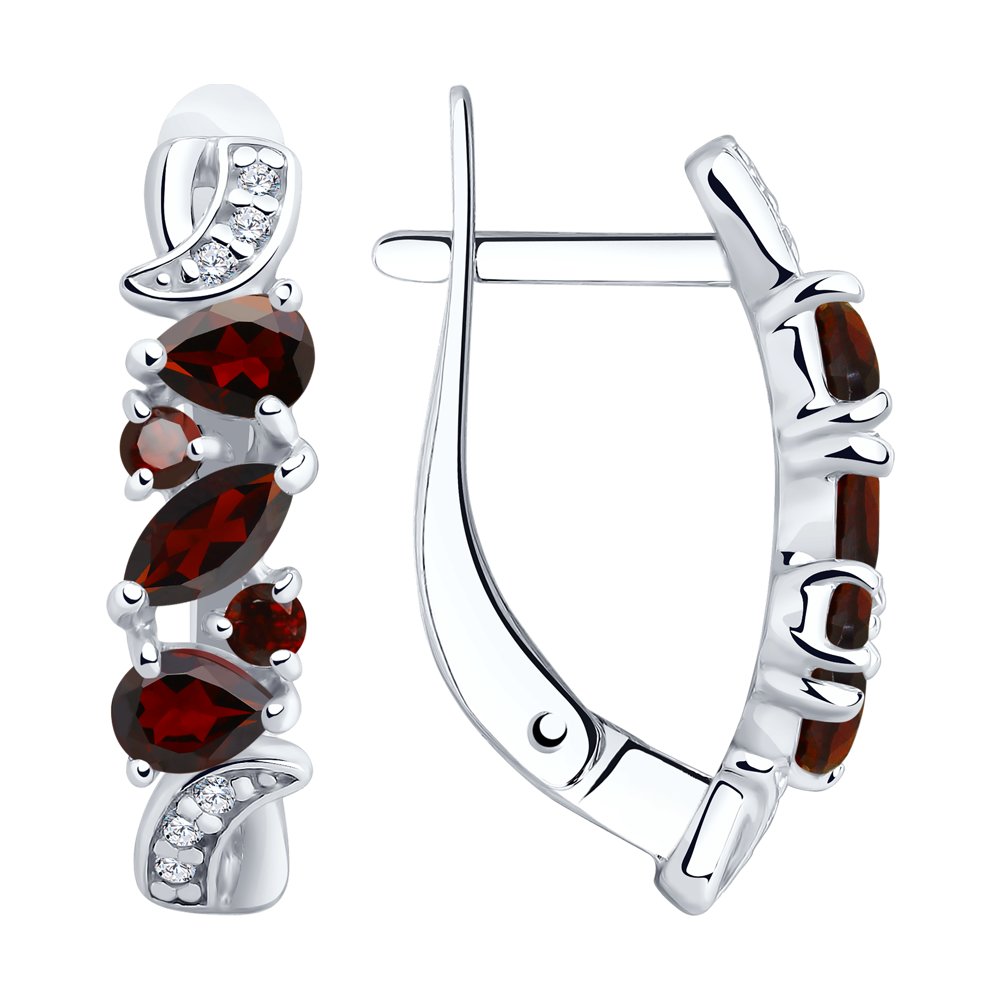 

Серьги из серебра SOKOLOV 92021782, гранат/фианит, 92021782