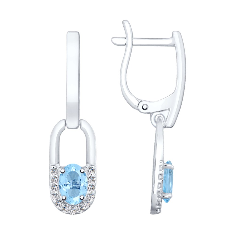 

Серьги подвески из серебра SOKOLOV 92021954, топаз/фианит, 92021954