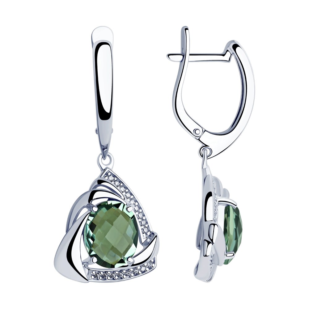 

Серьги подвески из серебра SOKOLOV 92022043, кварц/фианит, 92022043