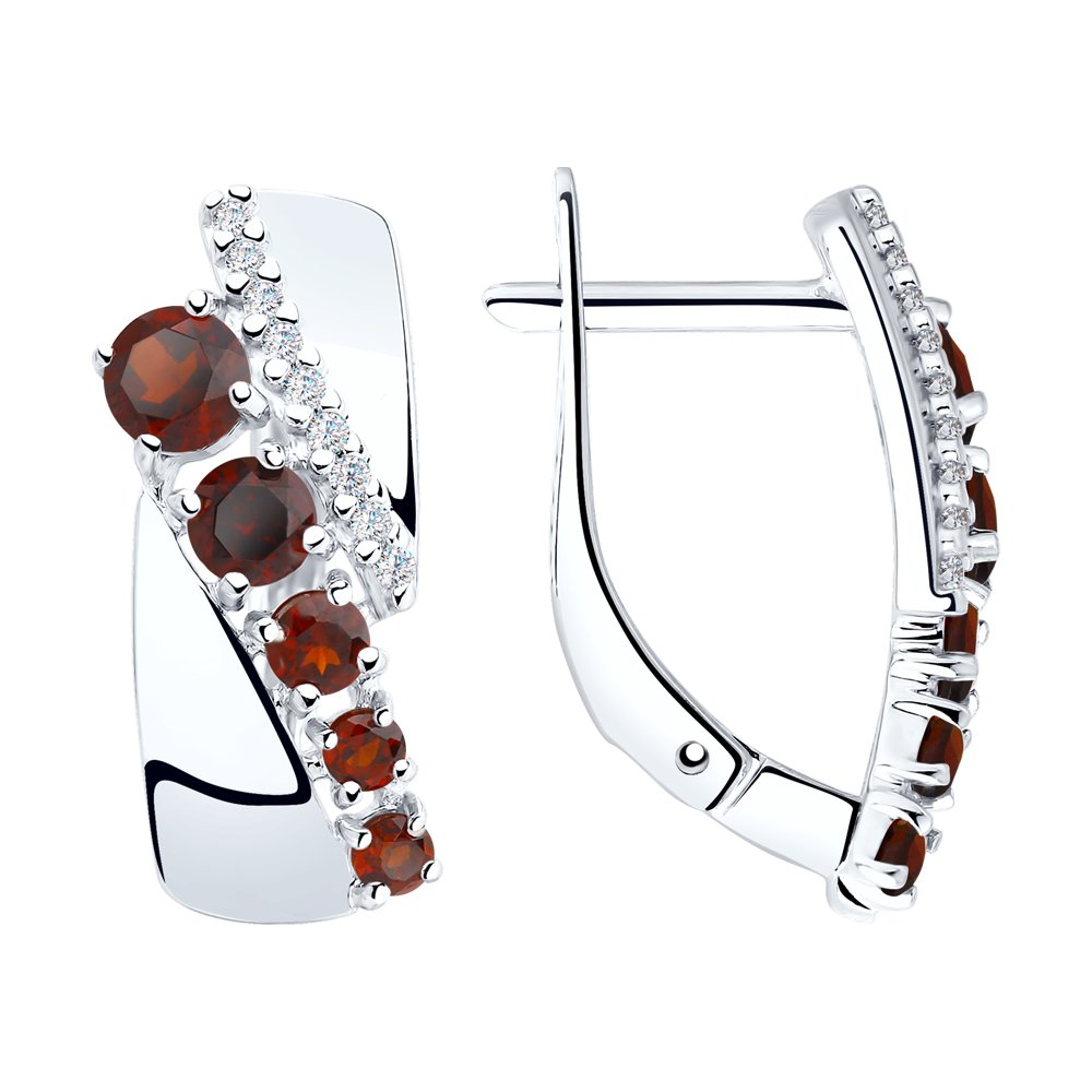 

Серьги женские из серебра SOKOLOV 92022050, гранат/фианит, 92022050