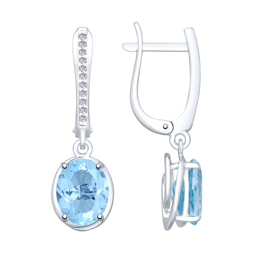 

Серьги подвески из серебра SOKOLOV 92022053, топаз/фианит, 92022053