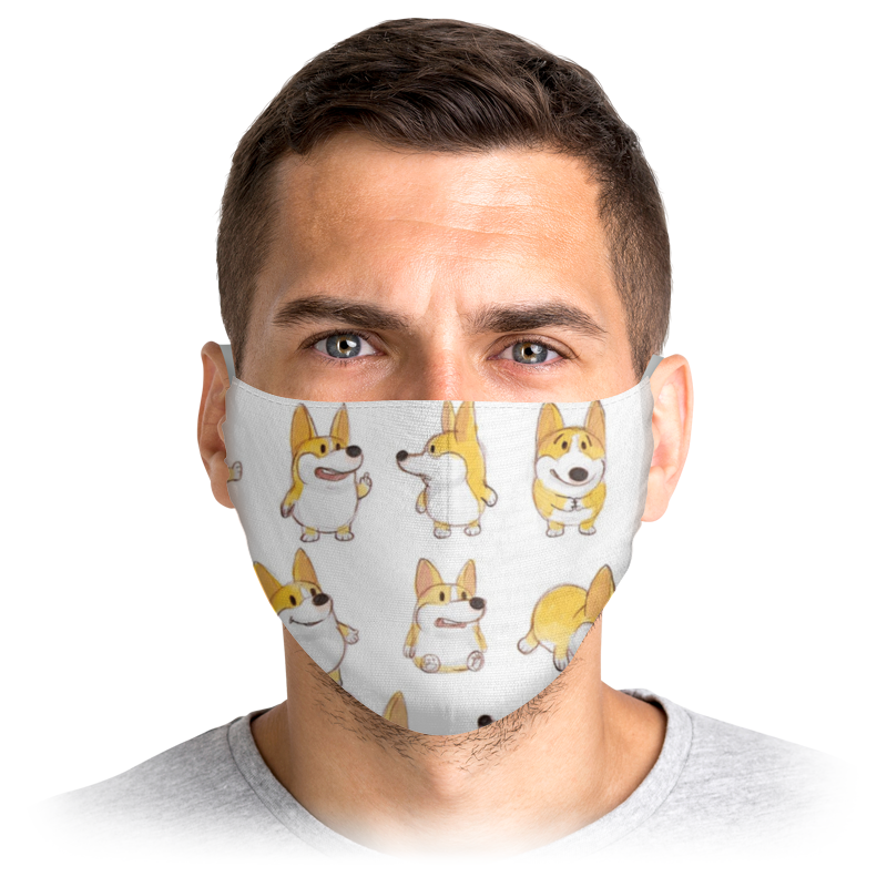 

Многоразовая маска Printio Корги собака белая L, Корги собака