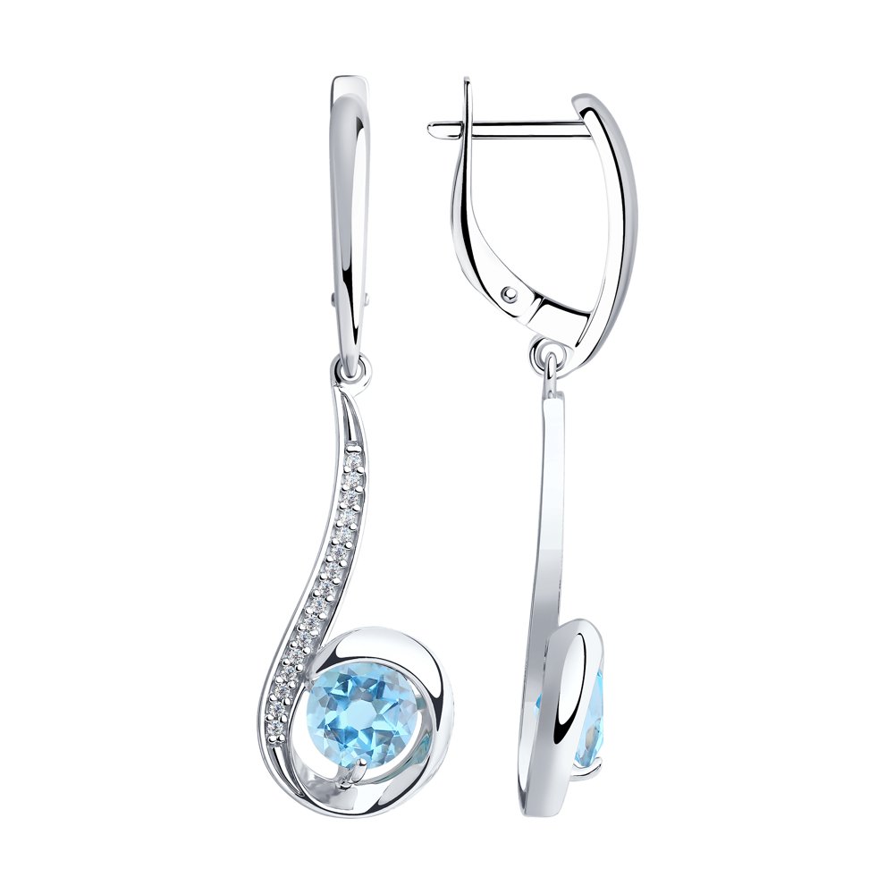 

Серьги женские из серебра SOKOLOV 92022128, топаз/фианит, 92022128