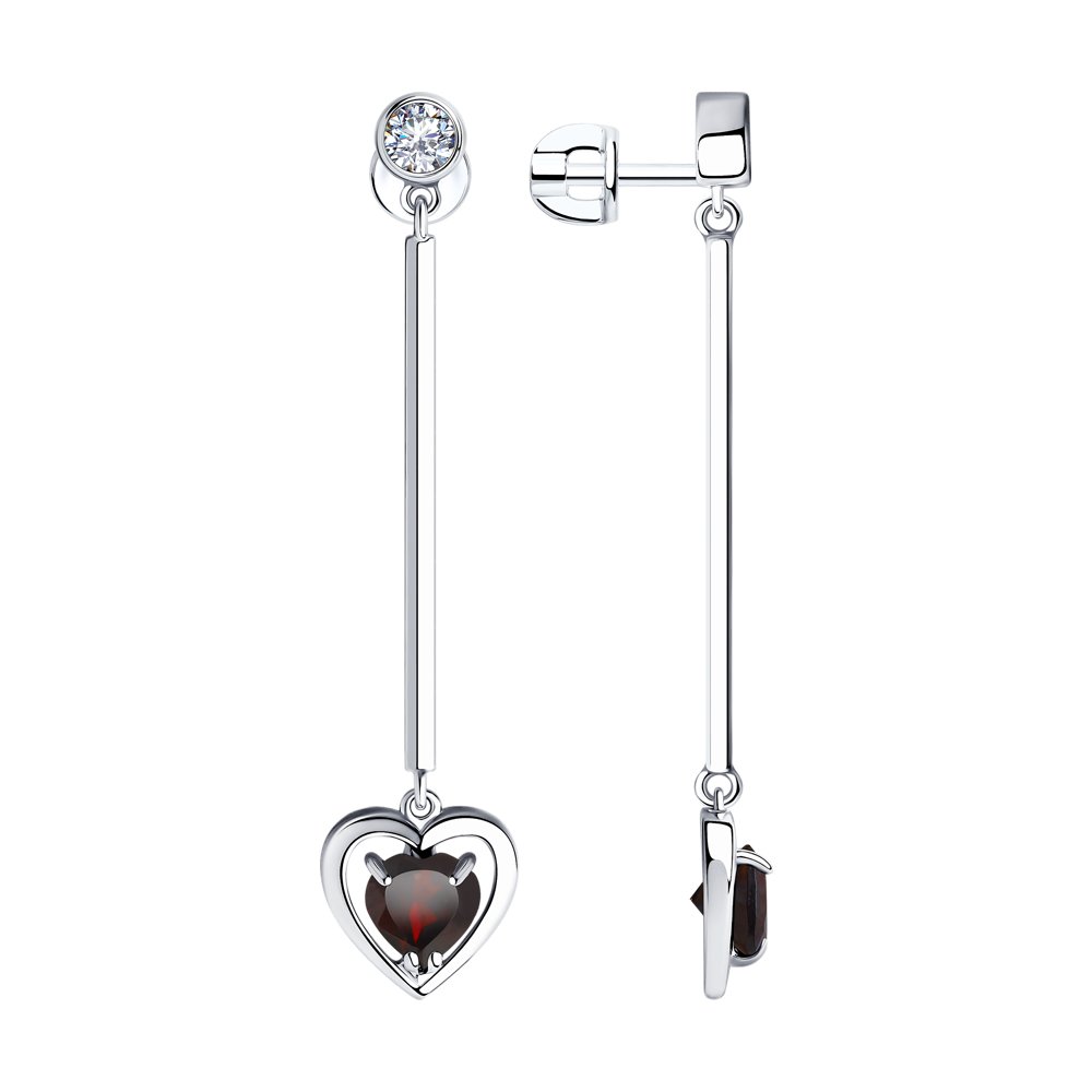 

Серьги женские из серебра SOKOLOV 92022149, гранат/фианит, 92022149