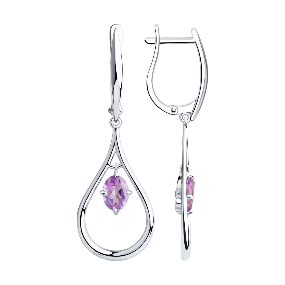 

Серьги женские из серебра SOKOLOV 92022229, аметист, 92022229