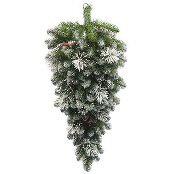 фото Хвойное украшение капля фьюжн кристальная с ягодами и шишками 90 см everchristmas
