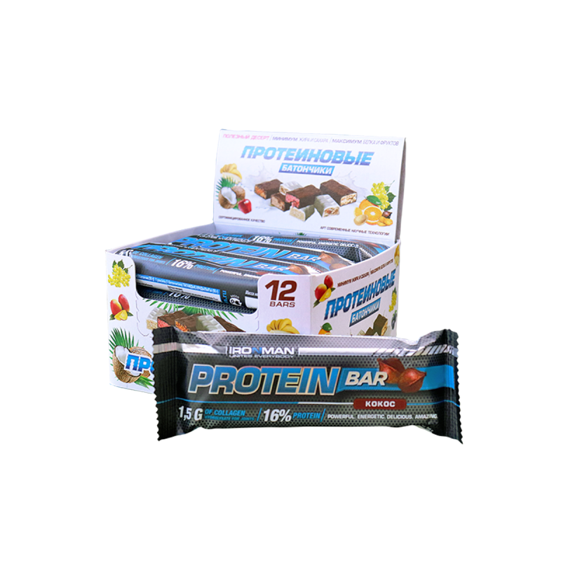 Батончик Ironman Protein Bar 12 50 г, 12 шт., кокос