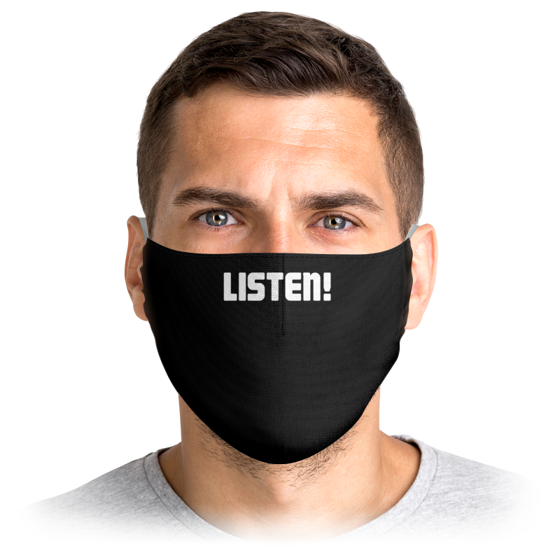 

Многоразовая маска Printio Listen белая L, Listen