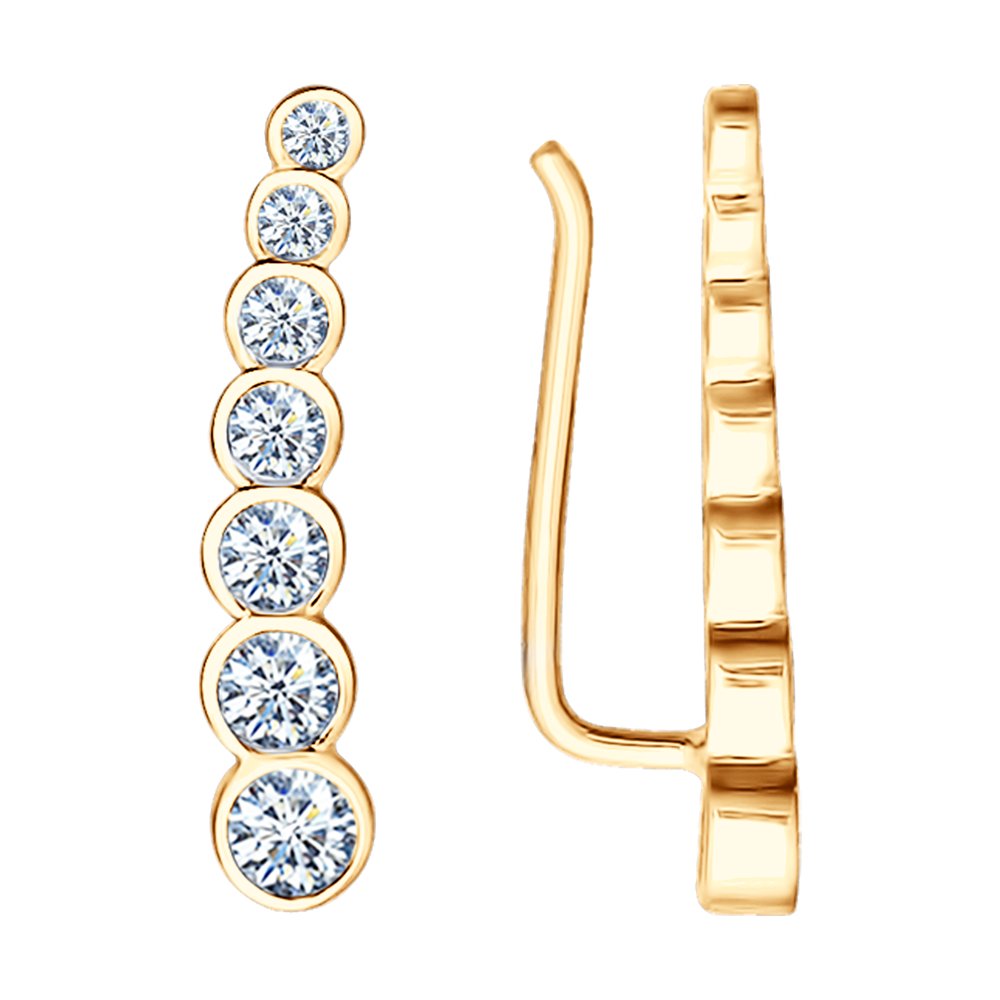 

Серьги клаймберы из серебра SOKOLOV 93021056, фианит, 93021056